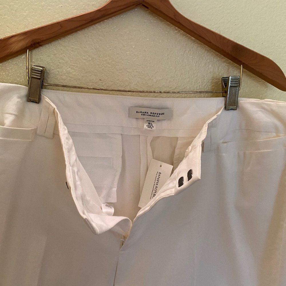 BANANA REPUBLIC WHITE PANTS, LOGAN FIT, STRETCH16L